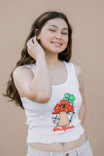 Load image into Gallery viewer, Dez Machado 'Mushroom' White Ribbed Tank Top
